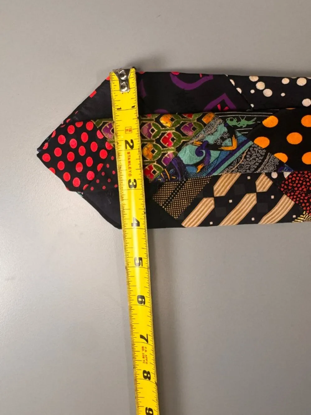 Vtg Brioni Necktie Multicolor Patchwork Geometric Print Made in Italy 100% Silk